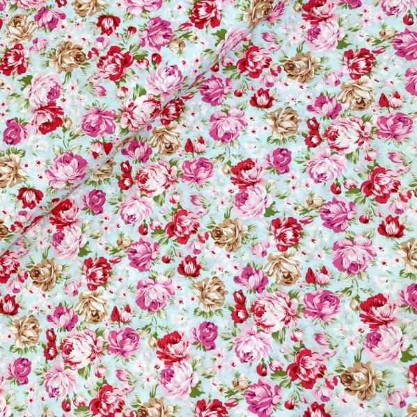 Baumwolle - Rosen - mint